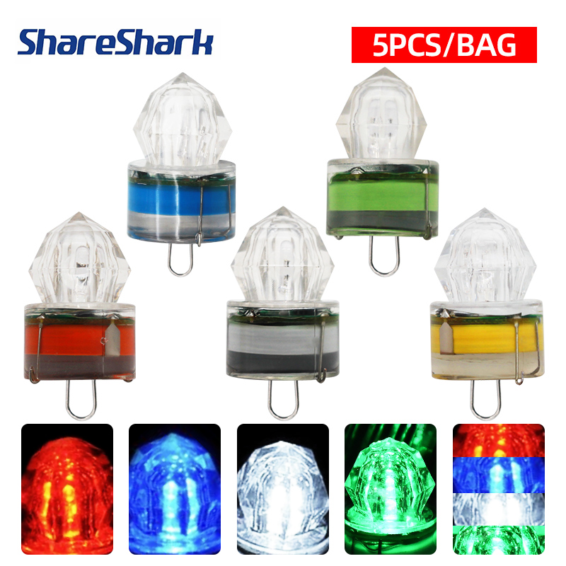 Fishing Boat Navigation Light - ShareShark 5 個 LED 釣りランプ水中ダイヤモンド形状フラッシュライト誘引イカ釣りルアータックル釣りツール